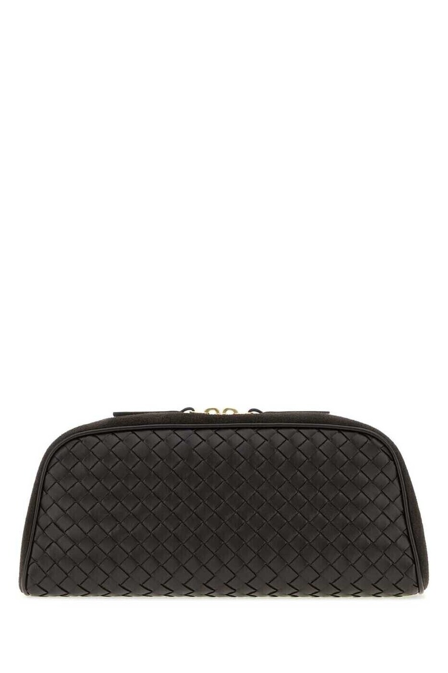 Bottega Veneta Intrecciato Knot Clutch Leather Brown